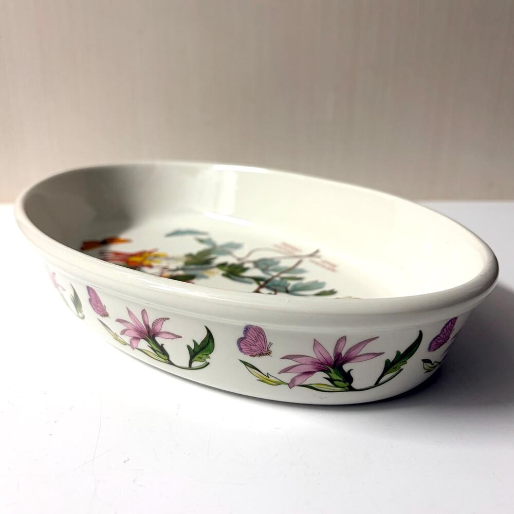 Portmeirion Botanic Garden Oval Baking Dish Aquilegia Slender Gracilis Columbine